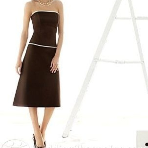 Alfred Sung Strapless "Espresso" Satin Bridesmaid/Cocktail Dress NEW Sz. 8 - Picture 1 of 5